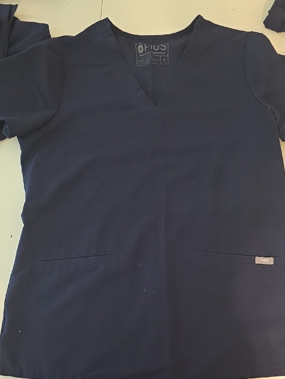 Figs Navy V-Neck Medical Scrub Top